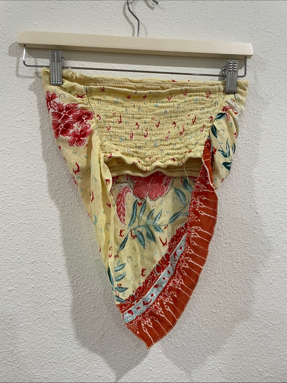 Free People Floral Bandana Scarf Yellow Red Festival European Summer Boho Travel - Picture 4 of 7